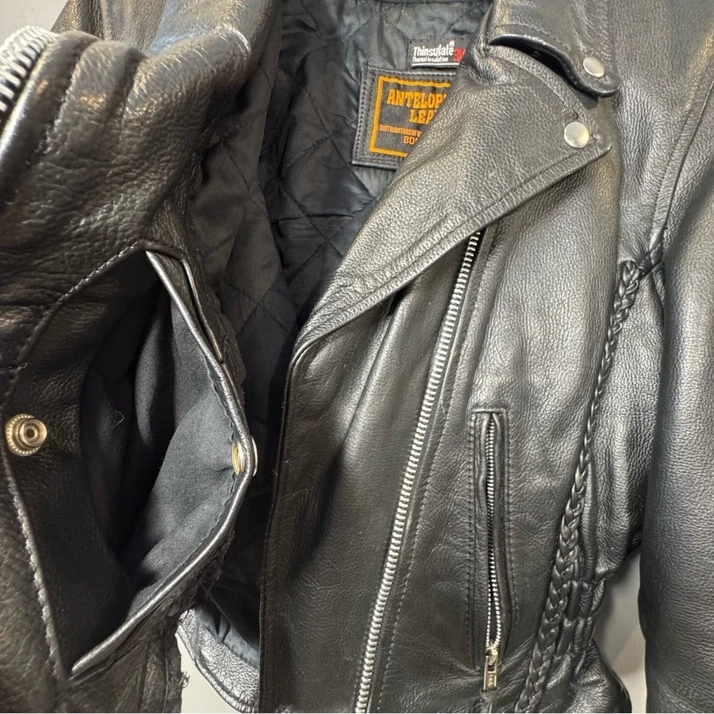 Vintage Antelope Creek Classic Black Biker Jacket Y2K Archive Biker Moto Men's M